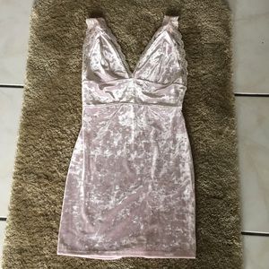 Free people velvet and lace pink dress